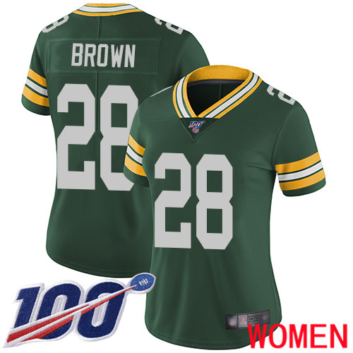 Green Bay Packers Limited Green Women #28 Brown Tony Home Jersey Nike NFL 100th Season Vapor Untouchable->youth nfl jersey->Youth Jersey